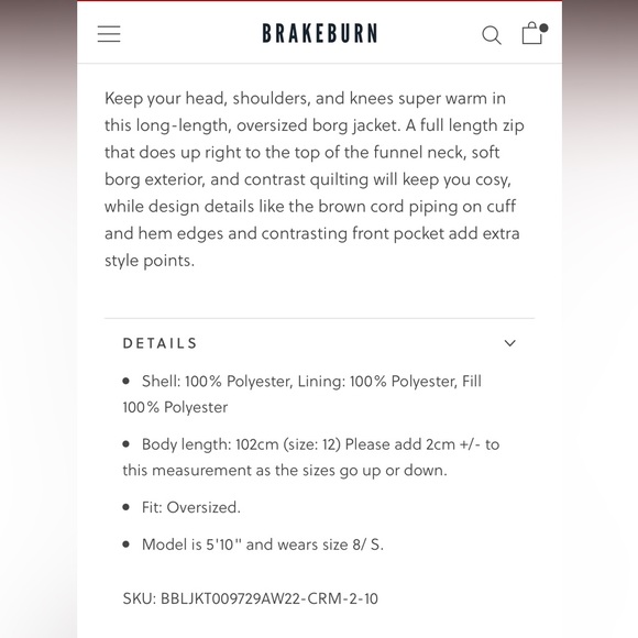 BRAKEBURN TEDDY LONGLINE BORGE JACKET - Picture 3 of 4